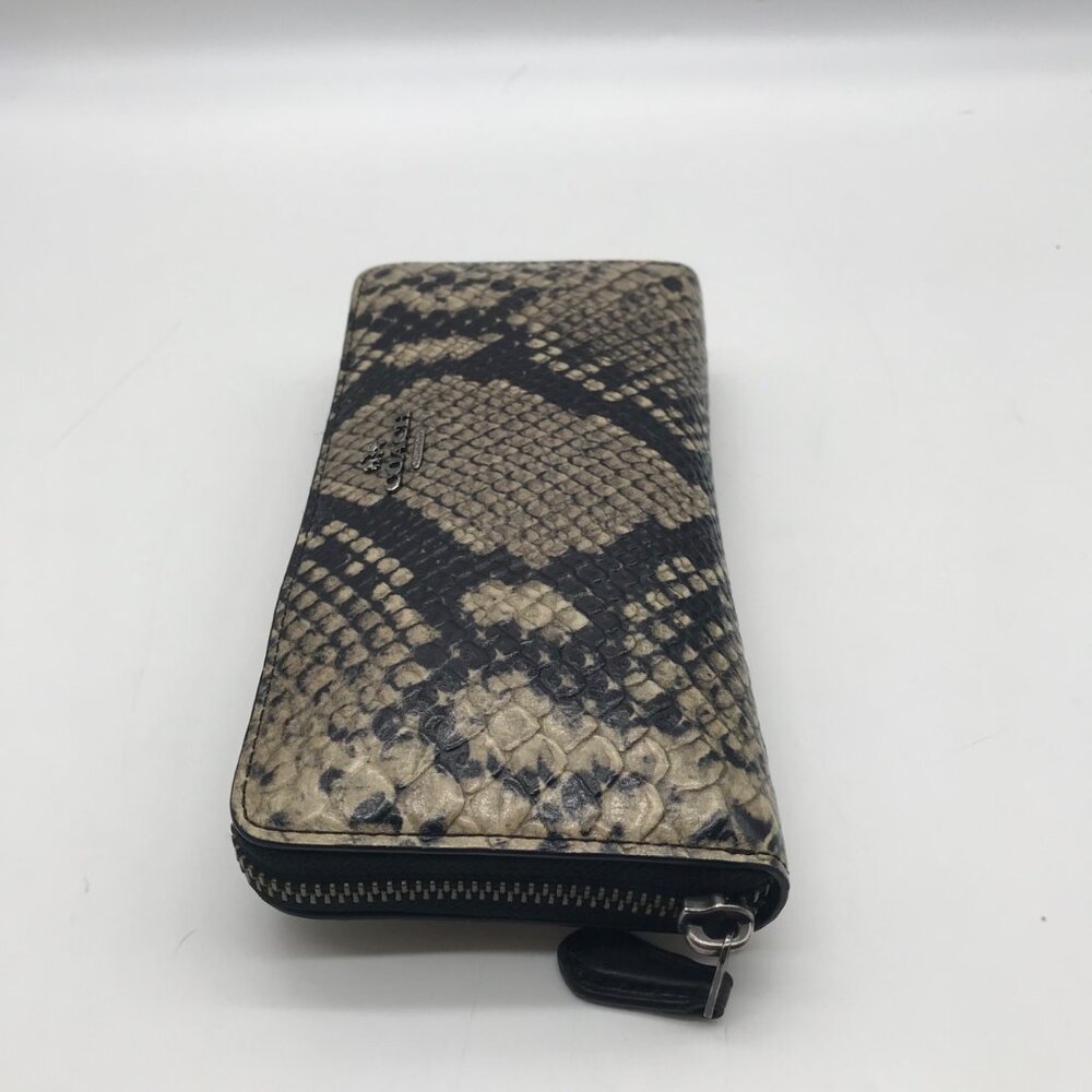 Coach Beige Python Embossed Leather Accordion Zip… - image 4